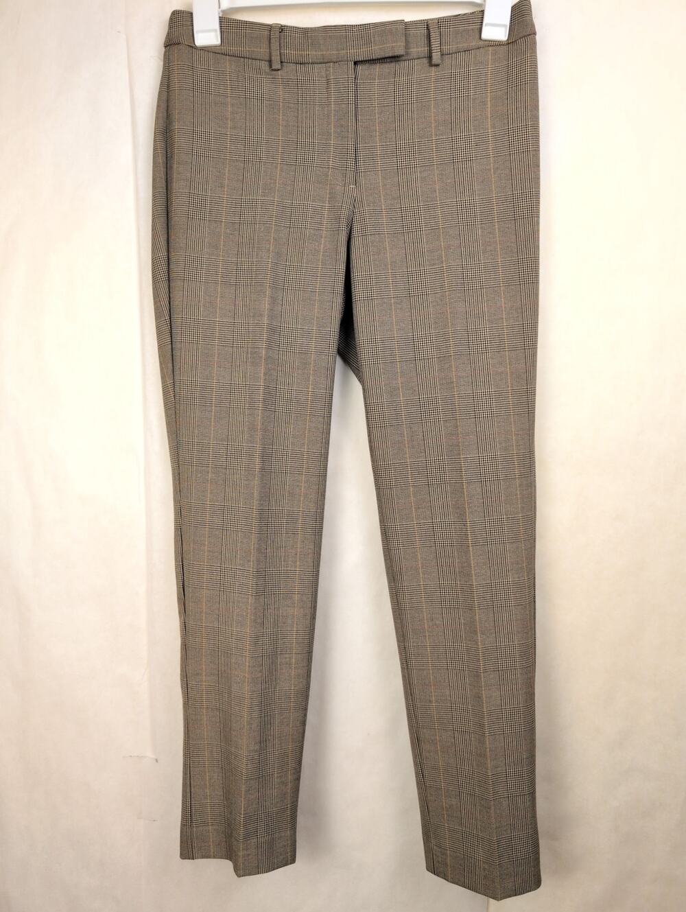 Talbots brown plaid high waist straight trouser pants Size 6P Preppy Academia